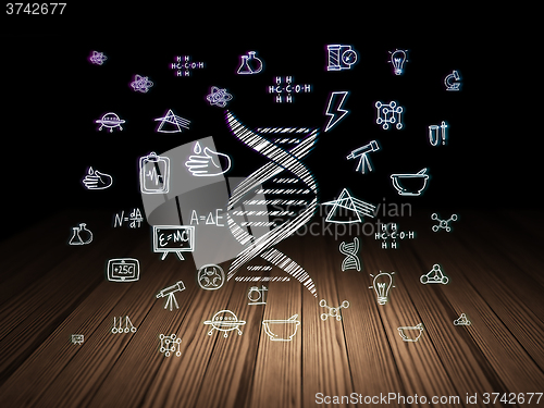Image of Science concept: DNA in grunge dark room