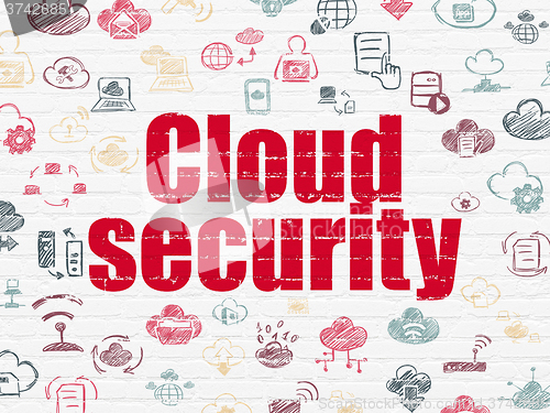 Image of Cloud computing concept: Cloud Security on wall background