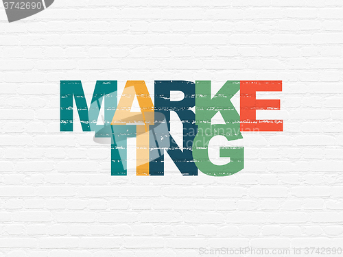 Image of Advertising concept: Marketing on wall background