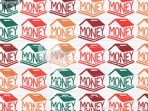 Image of Banking concept: Money Box icons on wall background
