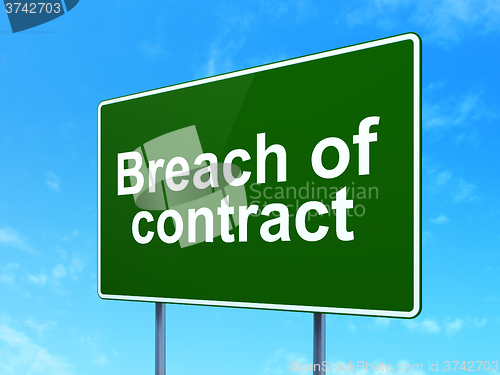 Image of Law concept: Breach Of Contract on road sign background