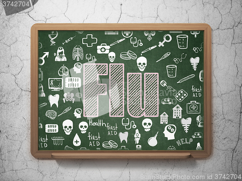 Image of Health concept: Flu on School Board background