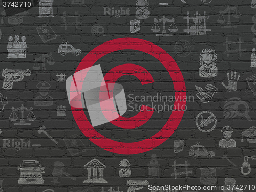 Image of Law concept: Copyright on wall background