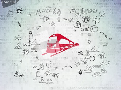 Image of Travel concept: Train on Digital Paper background