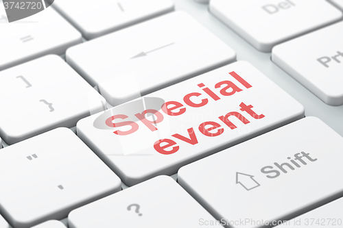 Image of Business concept: Special Event on computer keyboard background