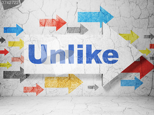 Image of Social network concept: arrow with Unlike on grunge wall background