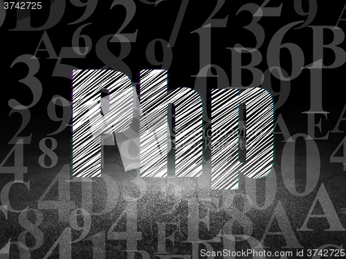 Image of Software concept: Php in grunge dark room