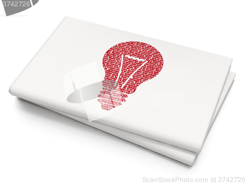 Image of Business concept: Light Bulb on Blank Newspaper background