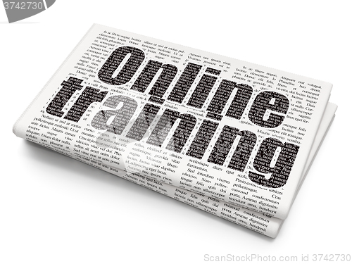 Image of Learning concept: Online Training on Newspaper background