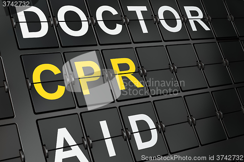 Image of Healthcare concept: CPR on airport board background