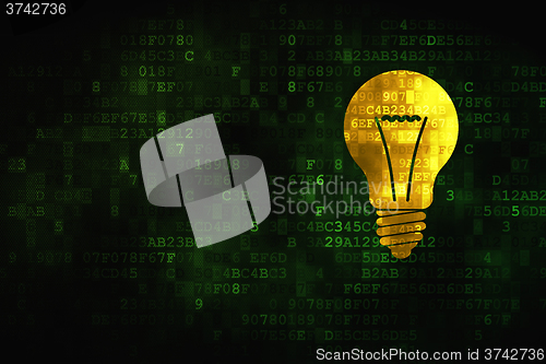 Image of Finance concept: Light Bulb on digital background