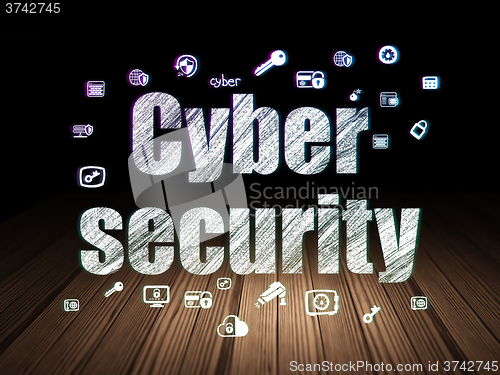 Image of Privacy concept: Cyber Security in grunge dark room