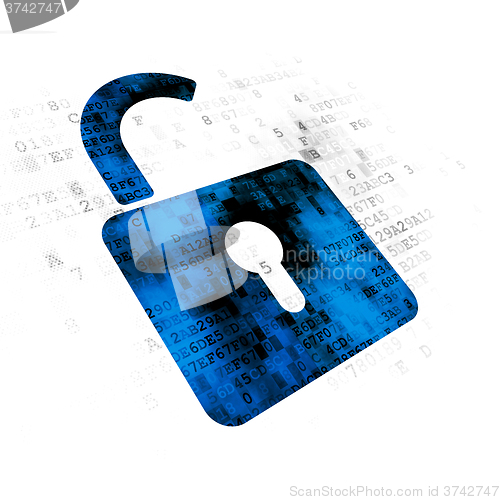 Image of Safety concept: Opened Padlock on Digital background