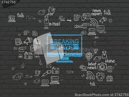 Image of News concept: Breaking News On Screen on wall background