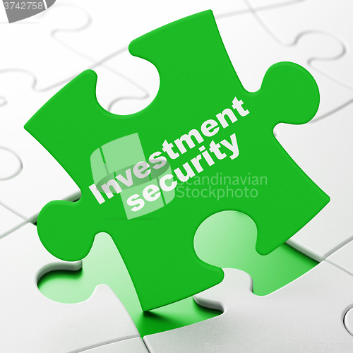 Image of Safety concept: Investment Security on puzzle background