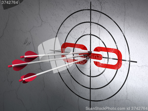 Image of Web development concept: arrows in Link target on wall background