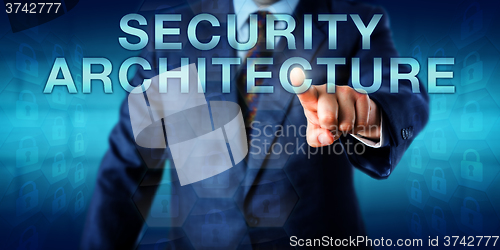 Image of Consultant Pushing SECURITY ARCHITECTURE Onscreen