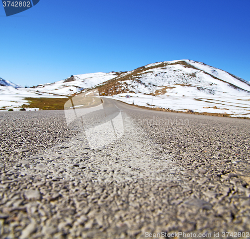 Image of hill in   africa morocco the atlas valley dry mountain ground is