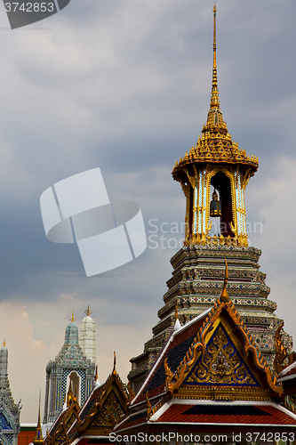 Image of  thailand asia   in  bangkok rain  temple bell