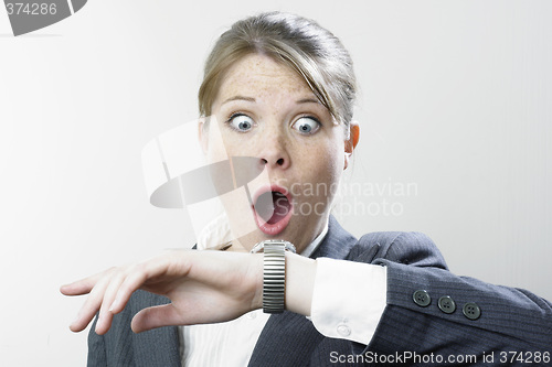 Image of Businesswoman shocked