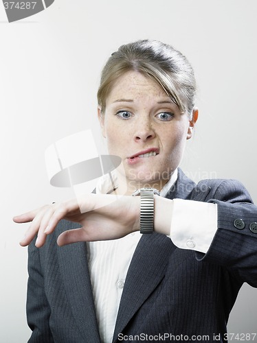 Image of Anxious businesswoman