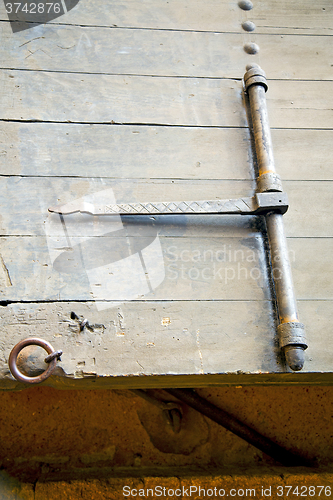 Image of brown   in africa the old wood  facade  padlock 