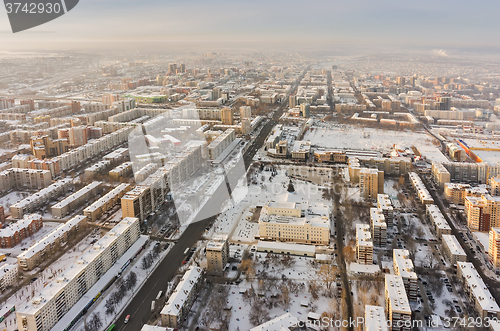 Image of Bird eye view on Republic street. Tyumen. Russia