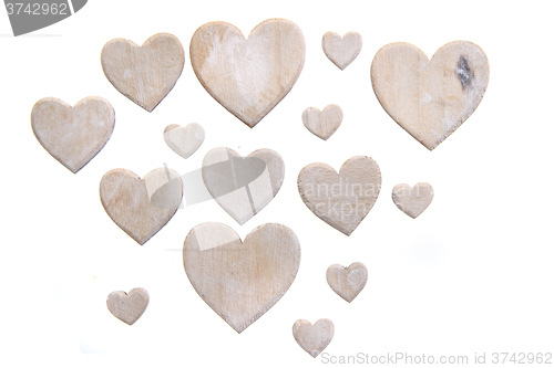 Image of wooden hearts background
