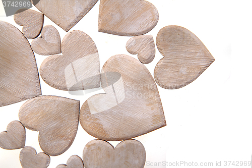 Image of wooden hearts background
