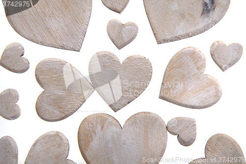 Image of wooden hearts background