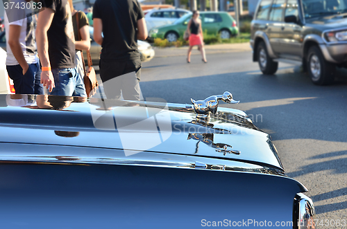 Image of Car with duck statuette