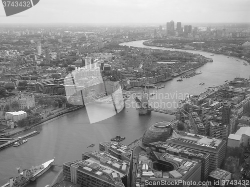 Image of Black and white Aerial view of London
