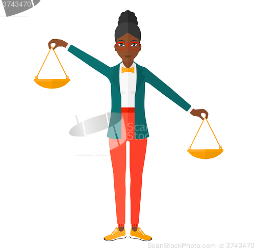Image of Business woman with scales.