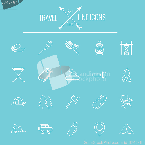 Image of Travel and holiday icon set.