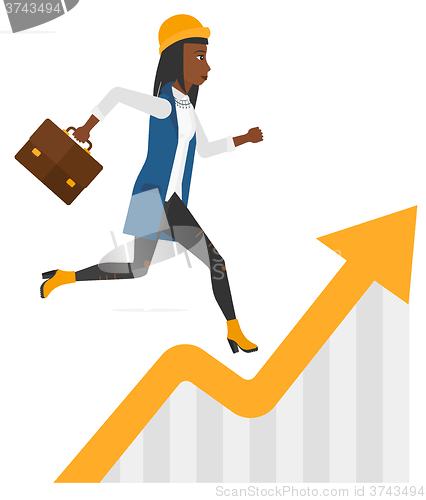 Image of Woman running on growth graph. 
