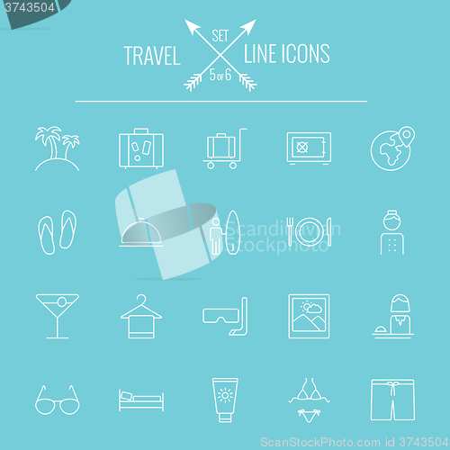 Image of Travel and holiday icon set.