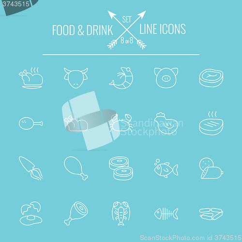 Image of Food and drink icon set.