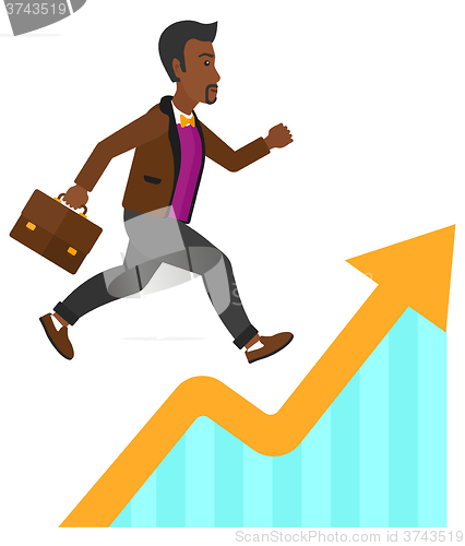 Image of Man running on growth graph. 