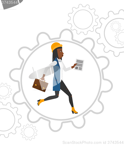 Image of Woman running inside the gear.