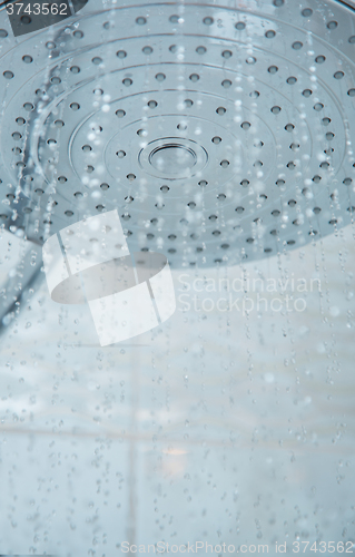 Image of Shower head with flowing water