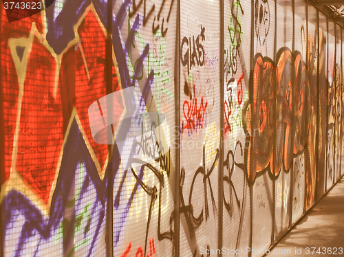 Image of  Bridge with graffiti vintage