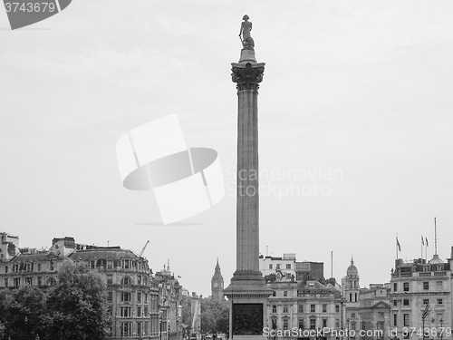 Image of Black and white Nelson Column in London