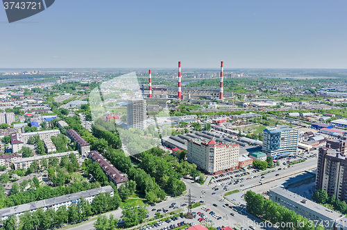 Image of Harkovskaya street and power plant. Tyumen. Russia