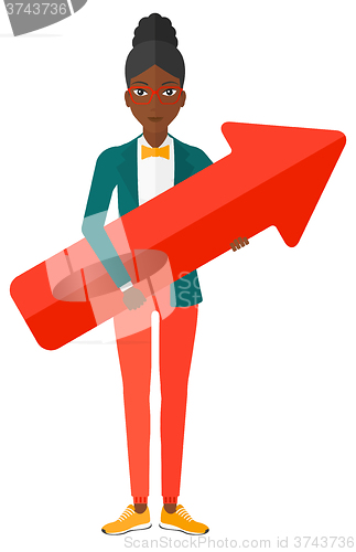 Image of Successful business woman with arrow up.