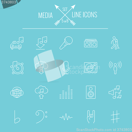 Image of Media icon set.