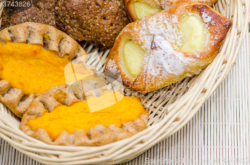 Image of Buns in a wicker basket 