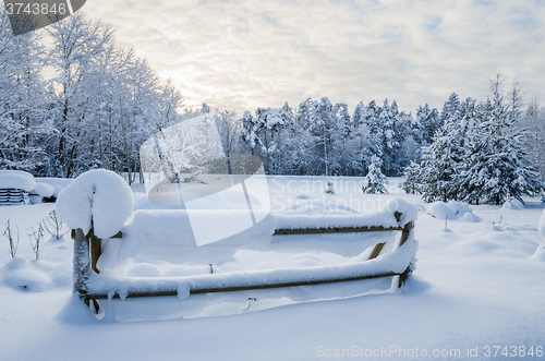 Image of Snow-covered landscape in the countryside. Viitna, Estonia