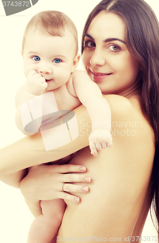 Image of happy mother with baby