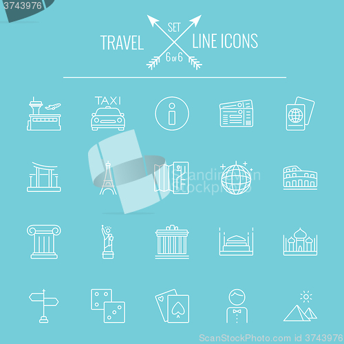 Image of Travel and holiday icon set.