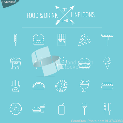 Image of Food and drink icon set.